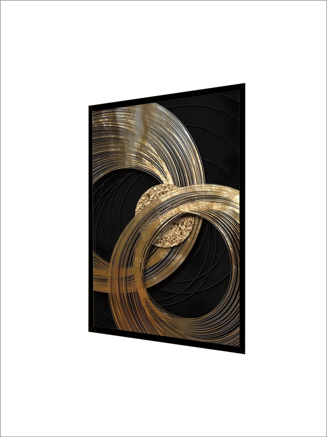 Abstract Black Golden Rings Wall Art Fine Art Canvas Prints Modern Aesthetics Pictures For Living Room Office Boutique Hotel Room Decor