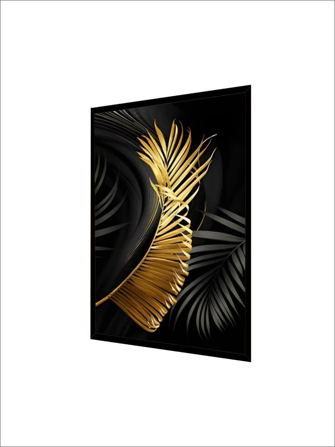 Exotic Tropical Botanical Black Golden Leaves Wall Art Fine Art Canvas Prints Pictures For Luxury Living Room Home Decor