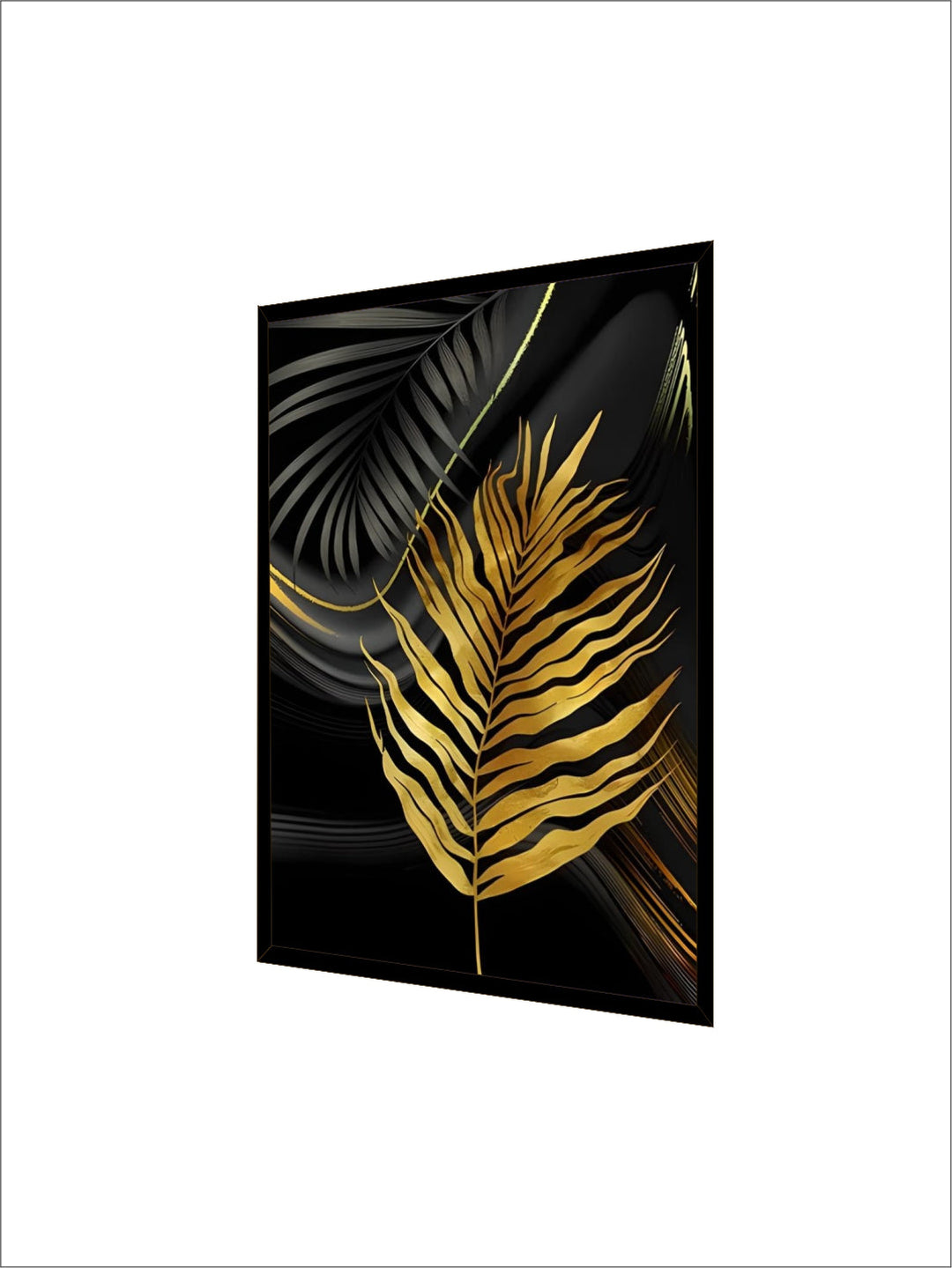 Exotic Tropical Botanical Black Golden Leaves Wall Art Fine Art Canvas Prints Pictures For Luxury Living Room Home Decor