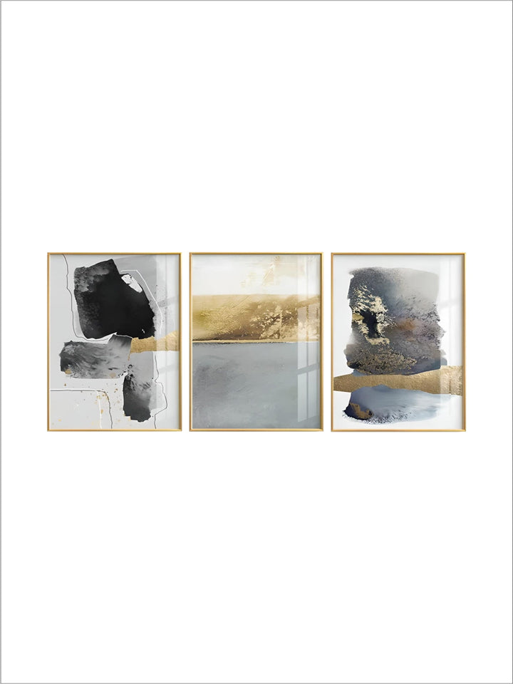 Black Gray Golden Minimalist Wall Art Fine Art Canvas Prints nordic Abstract Pictures For Luxury Living Room Kitchen Dining Room Entrance Hall Art Decor