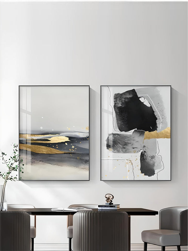 Black Gray Golden Minimalist Wall Art Fine Art Canvas Prints nordic Abstract Pictures For Luxury Living Room Kitchen Dining Room Entrance Hall Art Decor
