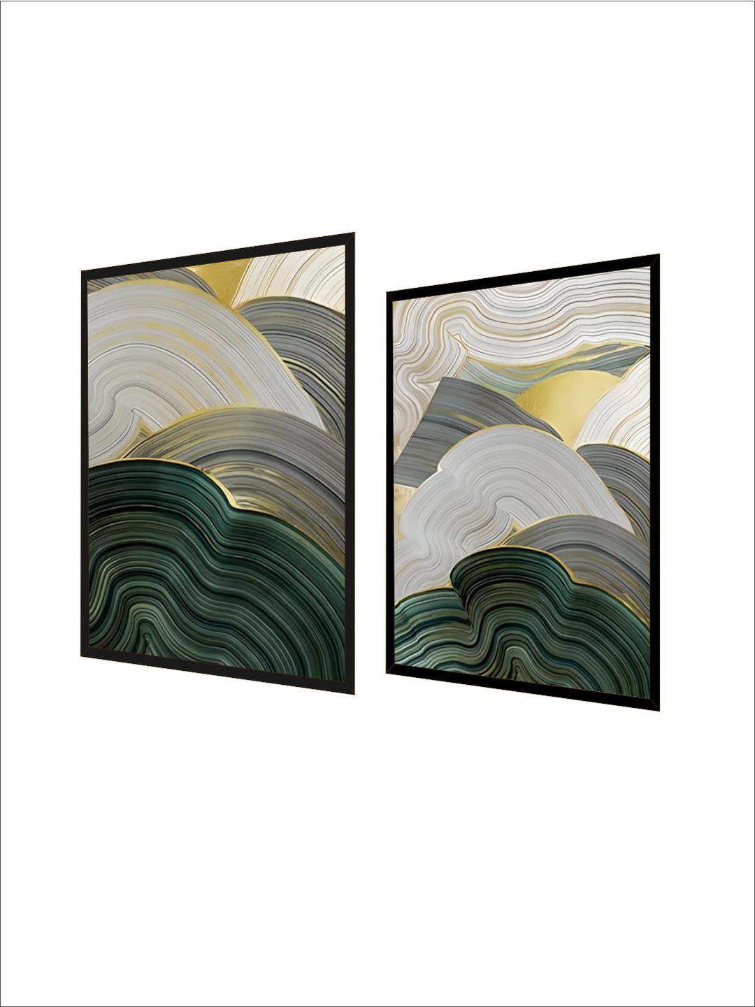 Green Beige Gray Flowing Swirls Abstract Wall Art Fine Art Canvas Prints Pictures For Modern Apartment Dining Room Living Room Art Decor