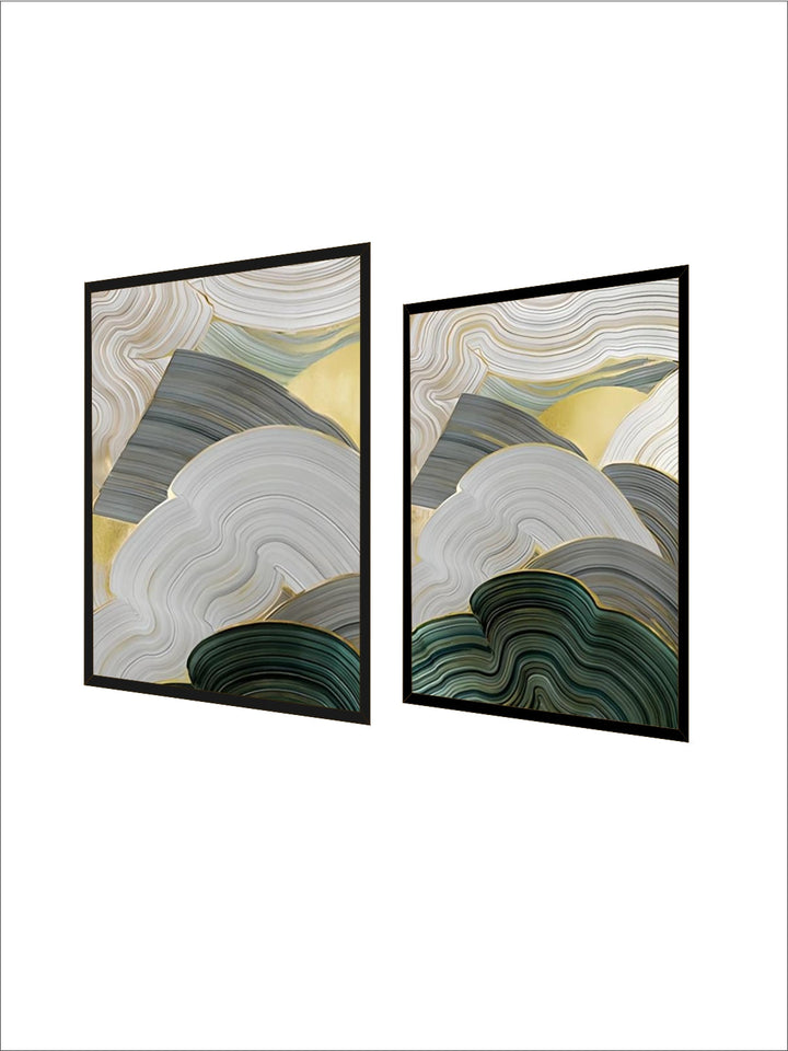 Green Beige Gray Flowing Swirls Abstract Wall Art Fine Art Canvas Prints Pictures For Modern Apartment Dining Room Living Room Art Decor