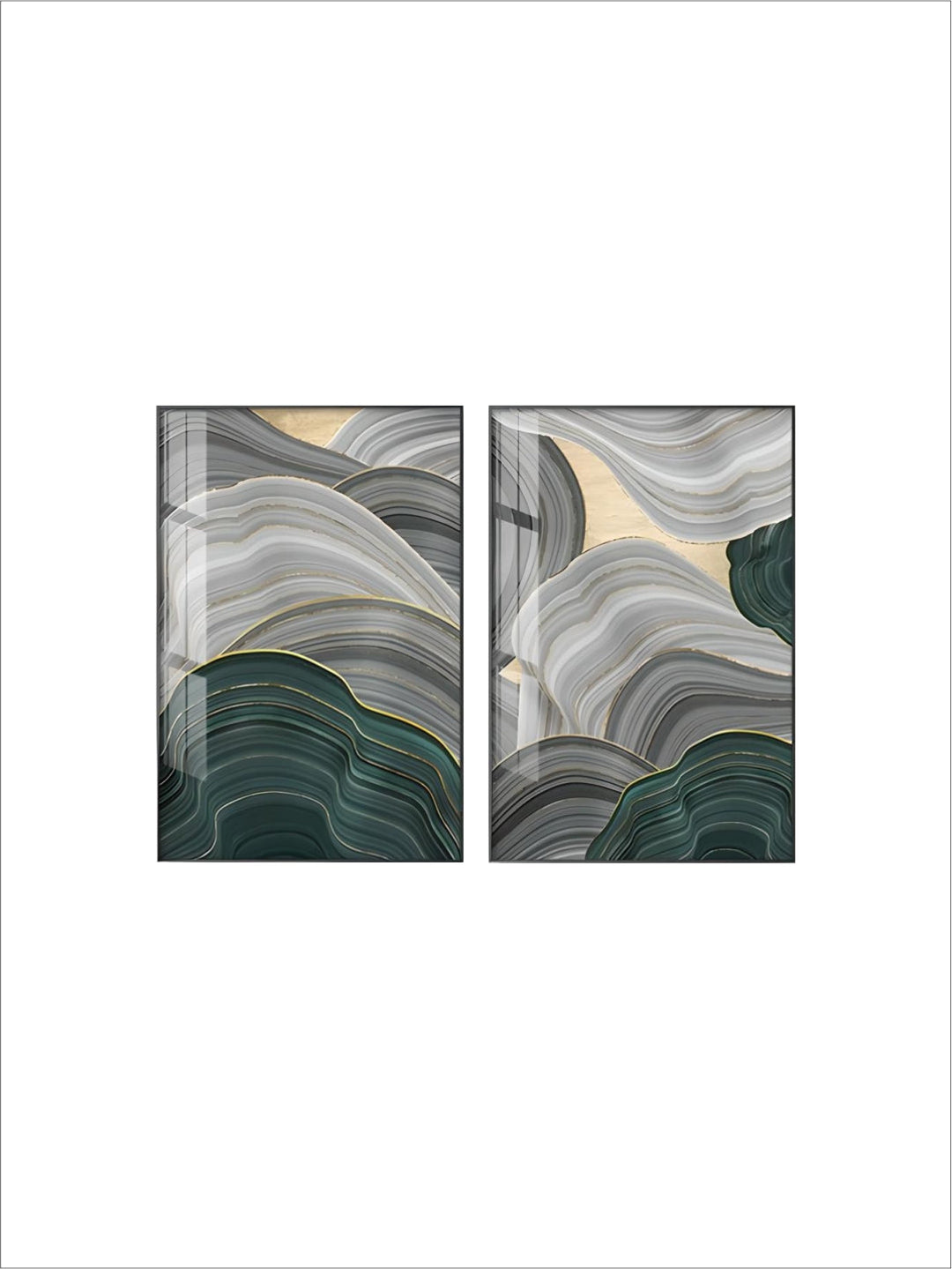 Flowing Green Golden Emerald Abstract Wall Art Fine Art Canvas Prints Pictures For Apartment Living Room Entrance Hall Modern Home Office Interior Decor