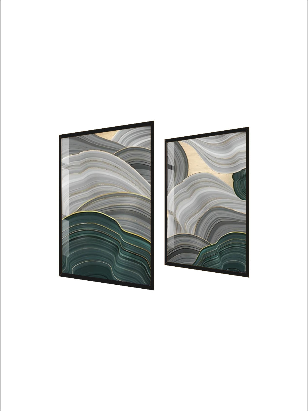 Flowing Green Golden Emerald Abstract Wall Art Fine Art Canvas Prints Pictures For Apartment Living Room Entrance Hall Modern Home Office Interior Decor