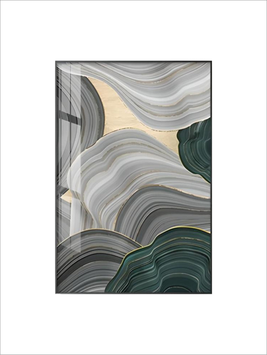 Flowing Green Golden Emerald Abstract Wall Art Fine Art Canvas Prints Pictures For Apartment Living Room Entrance Hall Modern Home Office Interior Decor