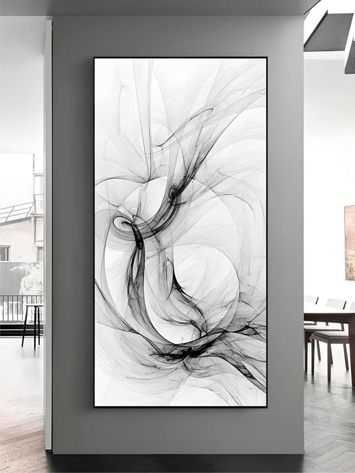 Minimalist Mystical Vapor Trails Black & White Wall Art Fine Art Canvas Prints Modern Art Pictures For Living Room Home Office Decor