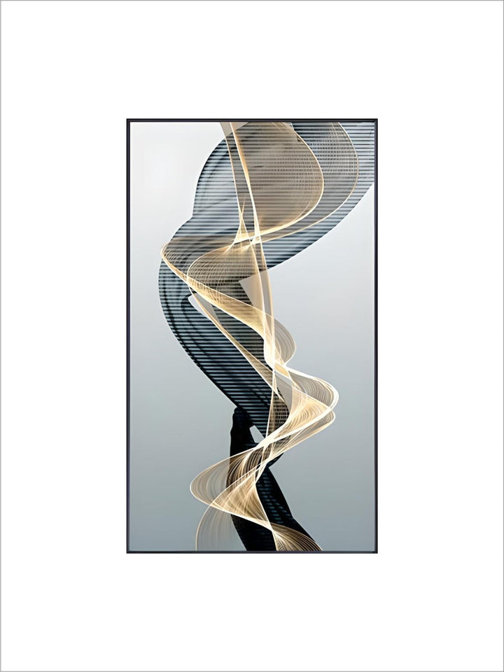 Modern Abstract Flowing Vibrations Wall Art Fine Art Canvas Prints Yellow Black Gray Silk Vape Pictures For Living Room Home Office Interiors
