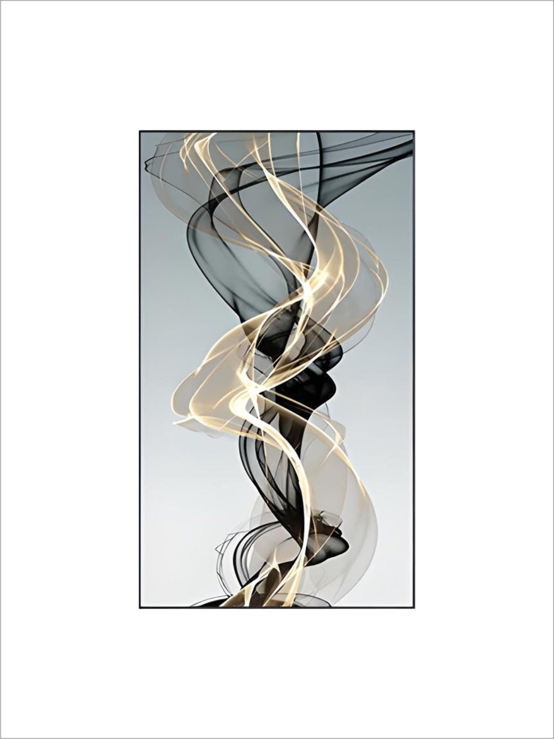 Modern Abstract Flowing Vibrations Wall Art Fine Art Canvas Prints Yellow Black Gray Silk Vape Pictures For Living Room Home Office Interiors