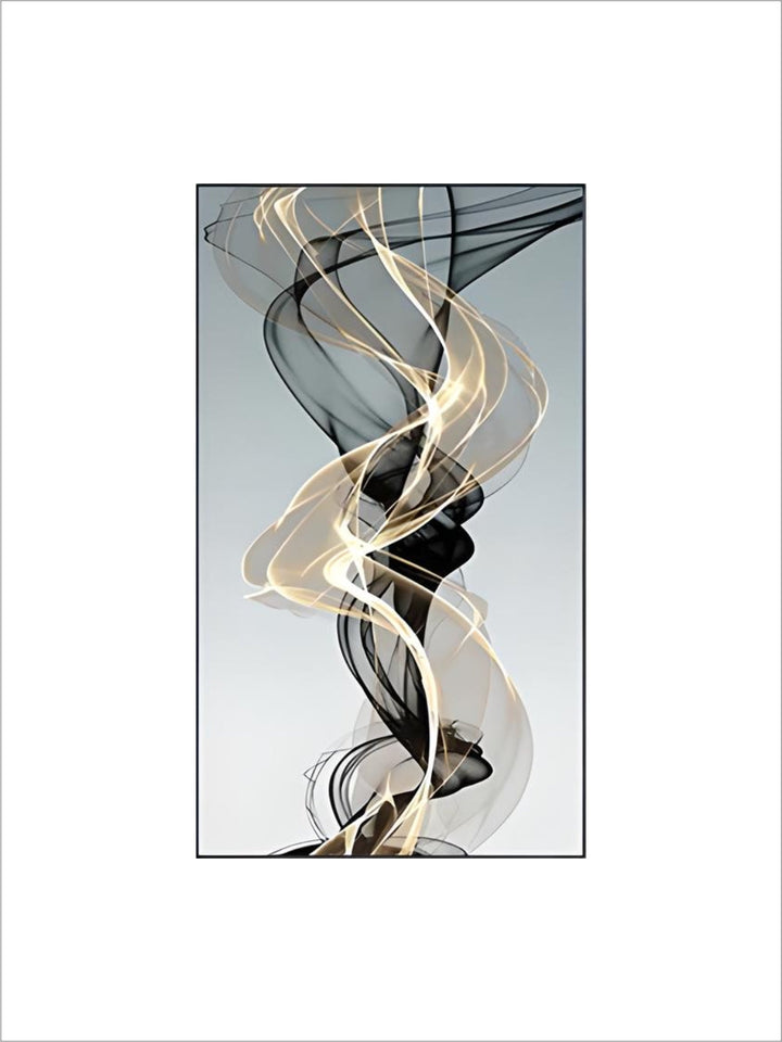 Modern Abstract Flowing Vibrations Wall Art Fine Art Canvas Prints Yellow Black Gray Silk Vape Pictures For Living Room Home Office Interiors