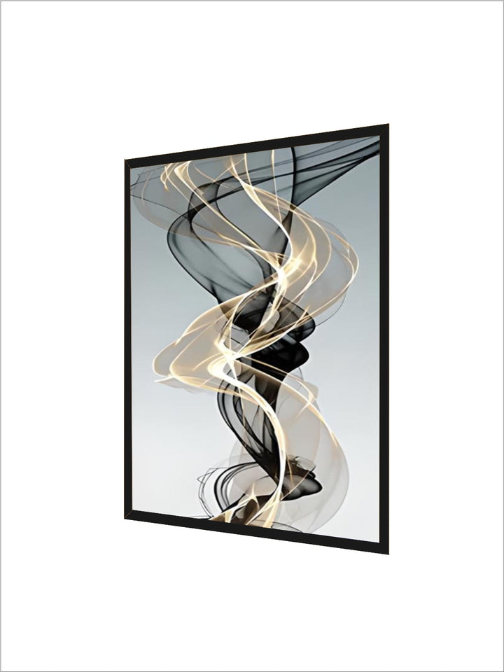 Modern Abstract Flowing Vibrations Wall Art Fine Art Canvas Prints Yellow Black Gray Silk Vape Pictures For Living Room Home Office Interiors