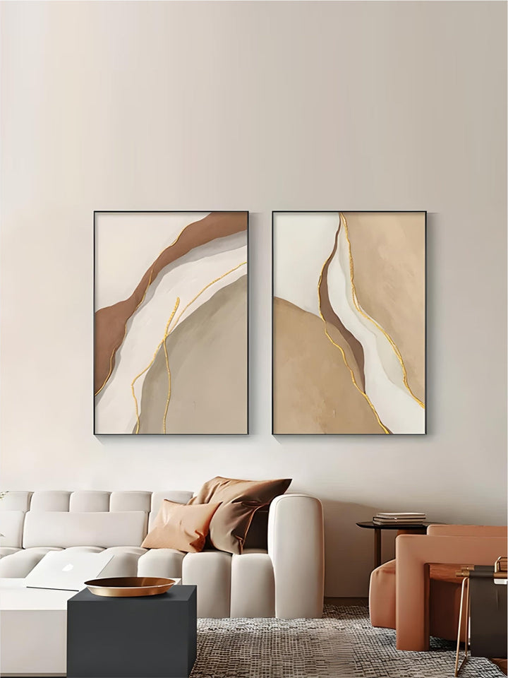 Neutral Shades Brown Beige Abstract Geomorphic Design Wall Art Fine Art Canvas Prints nordic Pictures For Living Room Home Office Art Decor