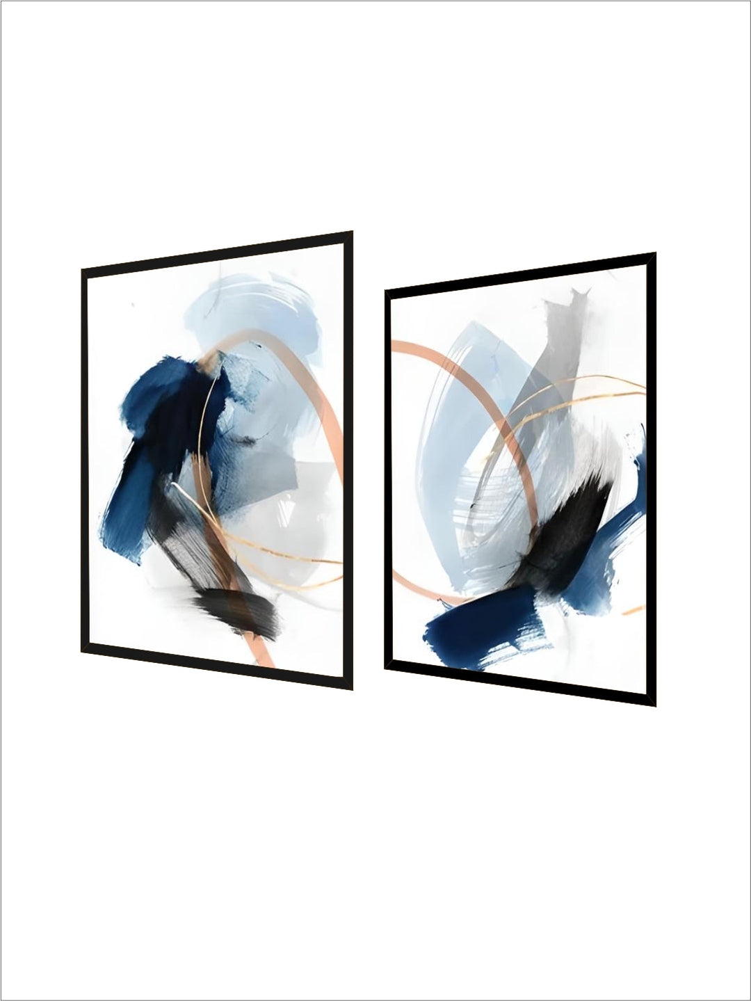 Modern Abstract Broad Stroke Wall Art Fine Art Canvas Prints Blue Beige With Hints Of Orange Golden nordic Pictures For Living Room Decor