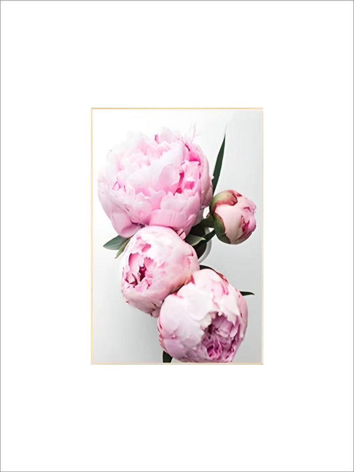 Minimalist Floral Pink & White Peonies Wall Art Fine Art Canvas Prints Pictures For Modern Living Room Bedroom Art Decor