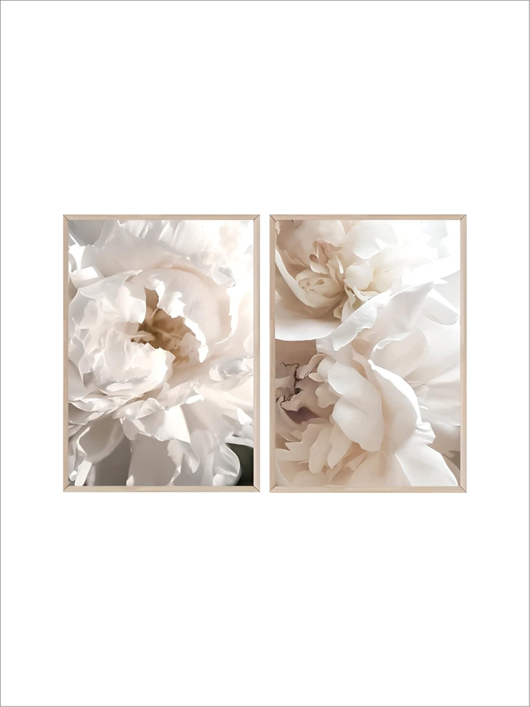 Set of 2Pcs White Petals Modern Floral Wall Art Fine Art Canvas Prints Beautiful Botanical Pictures For Living Room Bedroom Decor