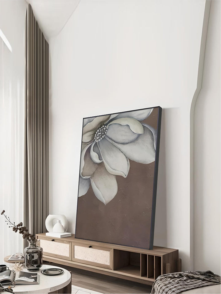 Scandinavian Big Floral Wall Art Fine Art Canvas Prints White Petal Flower Posters Modern Botanical Pictures For Foyer Living Room