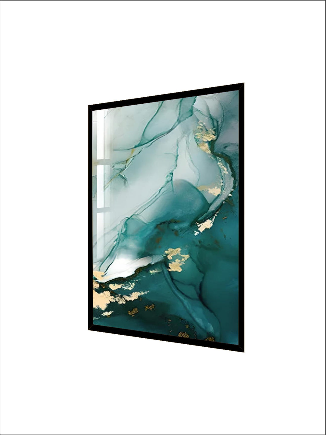 Aqua Green Golden Liquid Marble  Wall Art 