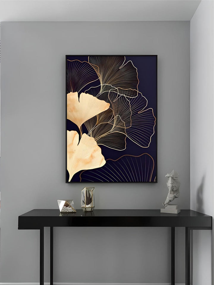 Abstract Botanical Tropical Blue Aubergine Floral Wall Art 