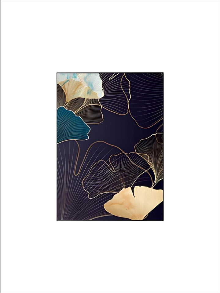 Abstract Botanical Tropical Blue Aubergine Floral Wall Art 