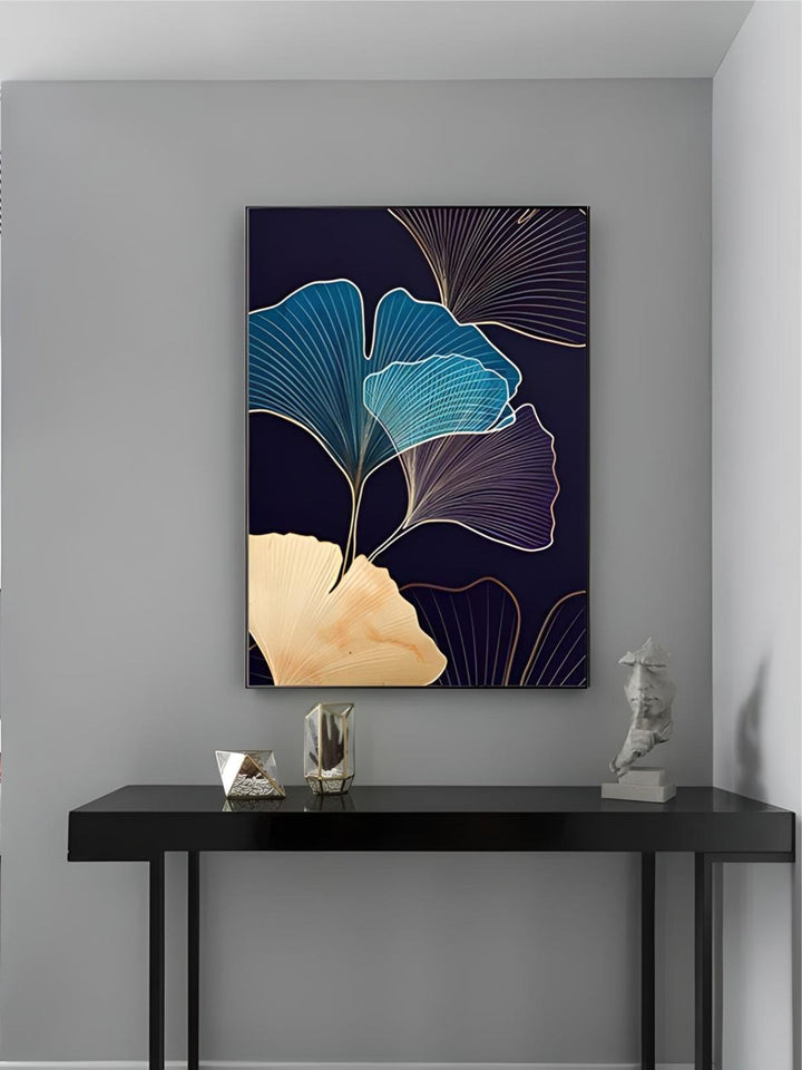 Abstract Botanical Tropical Blue Aubergine Floral Wall Art 