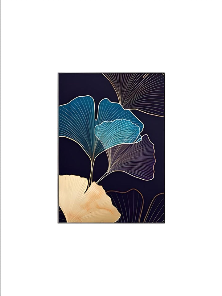 Abstract Botanical Tropical Blue Aubergine Floral Wall Art 