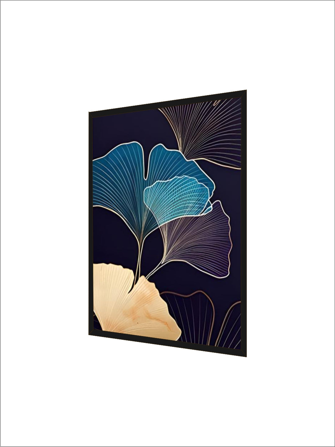 Abstract Botanical Tropical Blue Aubergine Floral Wall Art 