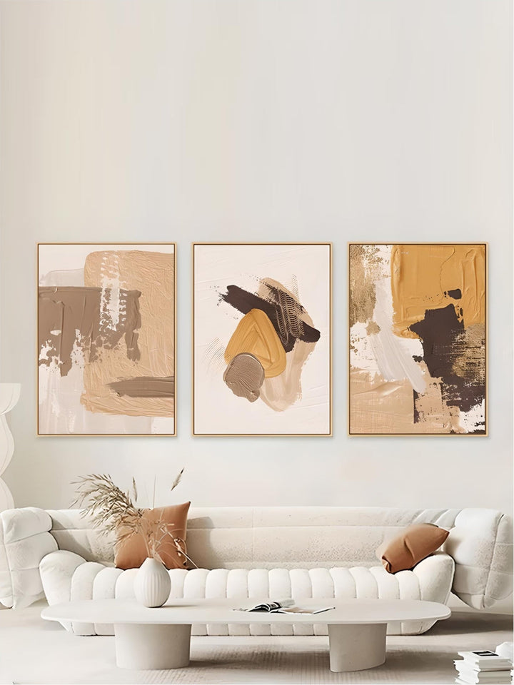 Fashionable Thick Brush Abstract Beige Brown Wall Art Fine Art
