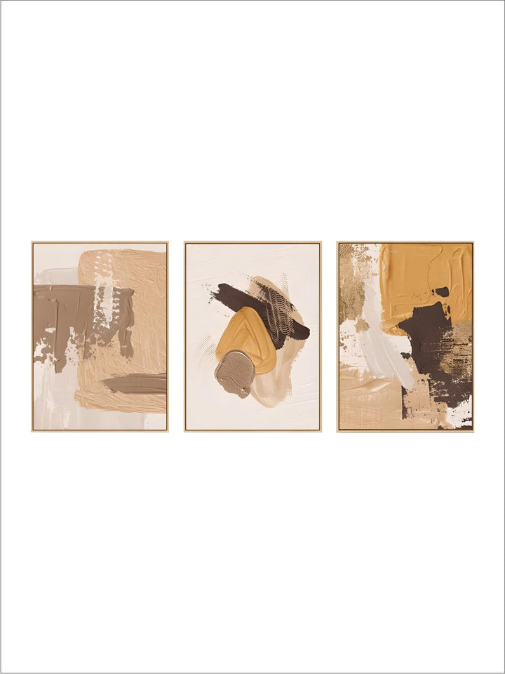 Fashionable Thick Brush Abstract Beige Brown Wall Art Fine Art