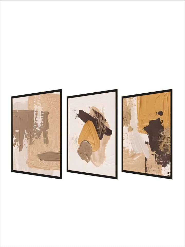 Fashionable Thick Brush Abstract Beige Brown Wall Art Fine Art
