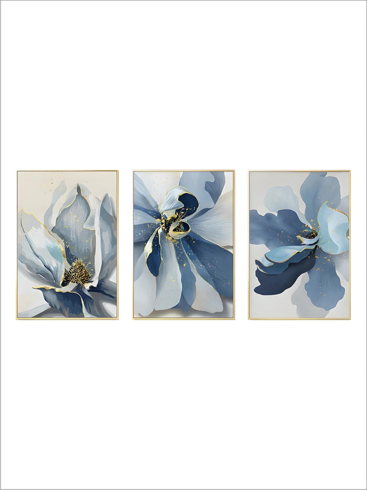 Big Blue Petal Floral Wall Art Fine Art Canvas Prints Modern Botanical Abstract Pictures For Living Room Bedroom Dining Room Art Decor
