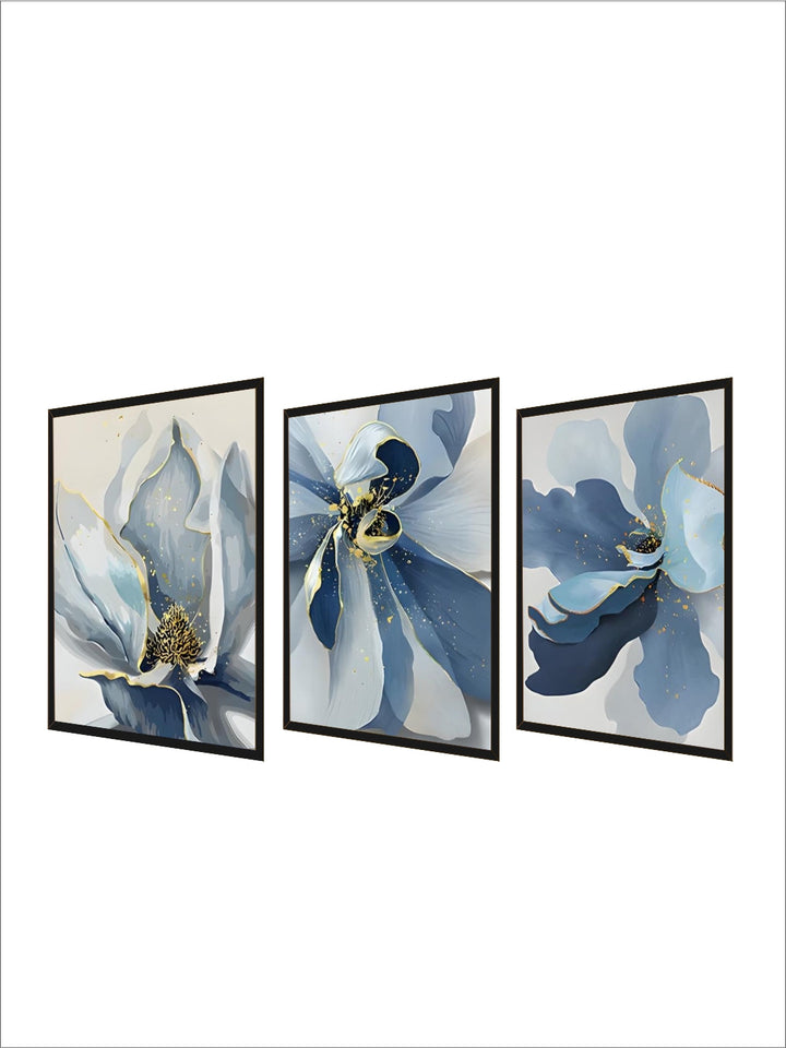 Big Blue Petal Floral Wall Art Fine Art Canvas Prints Modern Botanical Abstract Pictures For Living Room Bedroom Dining Room Art Decor