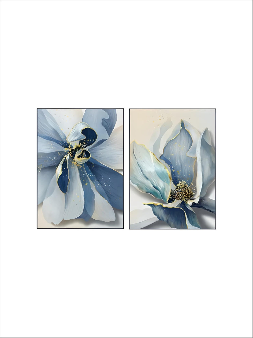 Big Blue Petal Floral Wall Art Fine Art Canvas Prints Modern Botanical Abstract Pictures For Living Room Bedroom Dining Room Art Decor