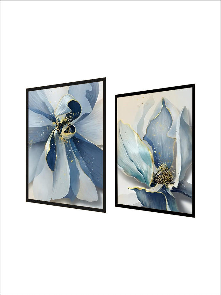 Big Blue Petal Floral Wall Art Fine Art Canvas Prints Modern Botanical Abstract Pictures For Living Room Bedroom Dining Room Art Decor