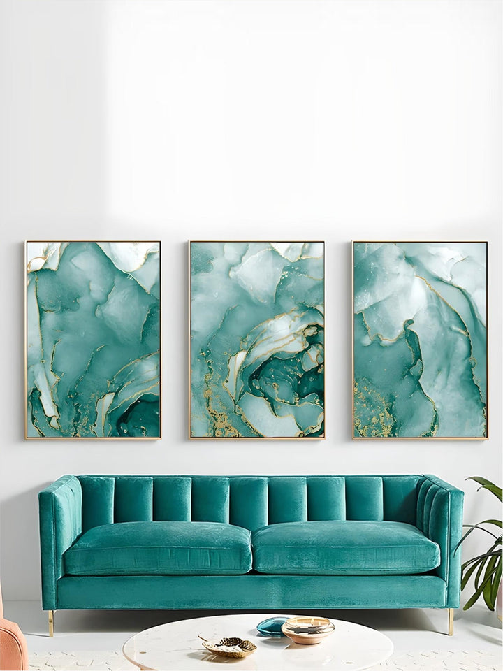 Modern Abstract Aqua Liquid Marble Prints Wall Art Fine Art 
