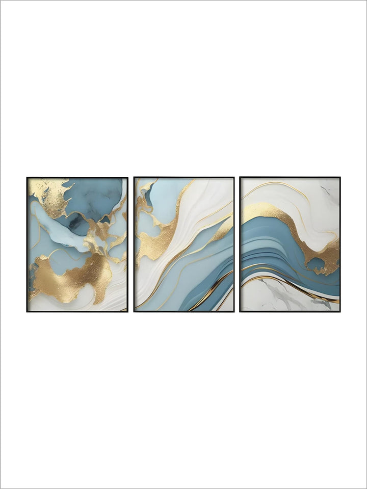 Modern Abstract Golden Blue Liquid Marble Print Wall Art Fine Art Canvas Prints Pictures For Living Room Bedroom Nordic Home Decor