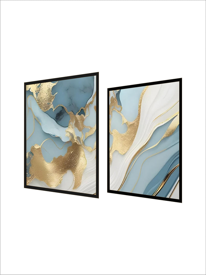 Modern Abstract Golden Blue Liquid Marble Print Wall Art Fine Art Canvas Prints Pictures For Living Room Bedroom nordic Home Decor