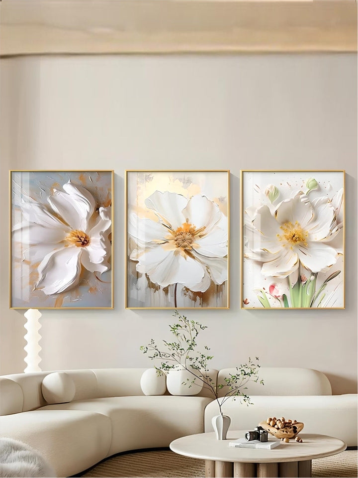 Big White Floral Wall Art Fine Art Canvas Prints Modern Botany Pictures For Living Room Dining Room Entrance Hallway Wall Decoration