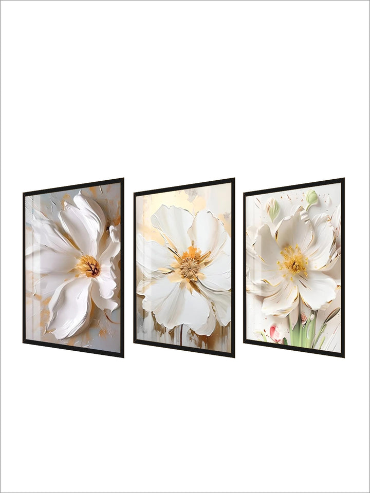 Big White Floral Wall Art Fine Art Canvas Prints Modern Botany Pictures For Living Room Dining Room Entrance Hallway Wall Decoration