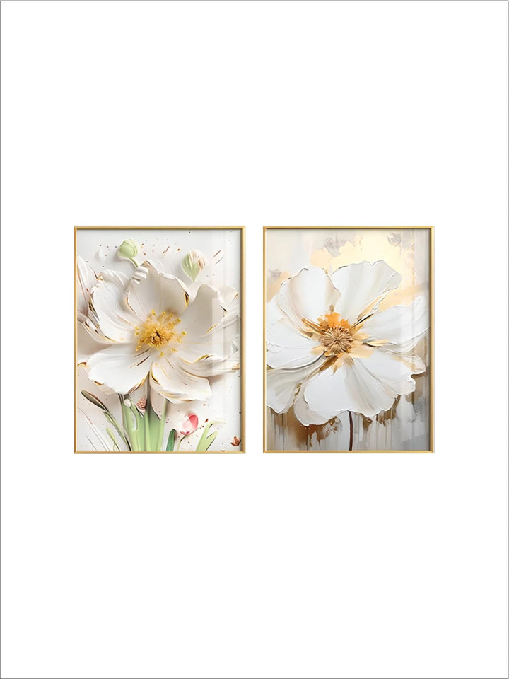 Big White Floral Wall Art Fine Art Canvas Prints Modern Botany Pictures For Living Room Dining Room Entrance Hallway Wall Decoration