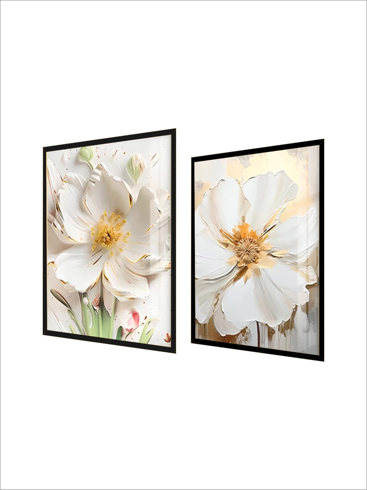 Big White Floral Wall Art Fine Art Canvas Prints Modern Botany Pictures For Living Room Dining Room Entrance Hallway Wall Decoration