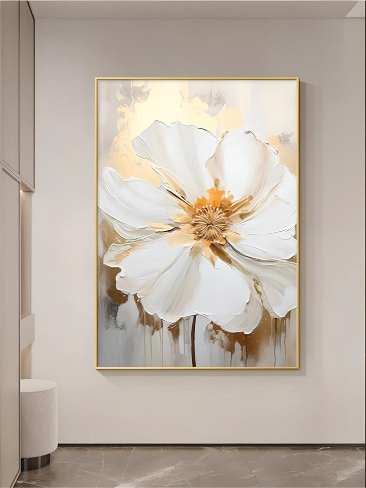 Big White Floral Wall Art Fine Art Canvas Prints Modern Botany Pictures For Living Room Dining Room Entrance Hallway Wall Decoration