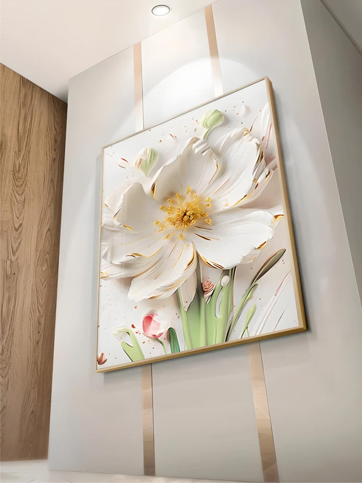 Big White Floral Wall Art Fine Art Canvas Prints Modern Botany Pictures For Living Room Dining Room Entrance Hallway Wall Decoration