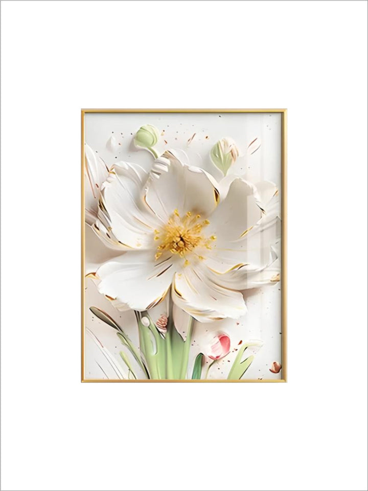 Big White Floral Wall Art Fine Art Canvas Prints Modern Botany Pictures For Living Room Dining Room Entrance Hallway Wall Decoration