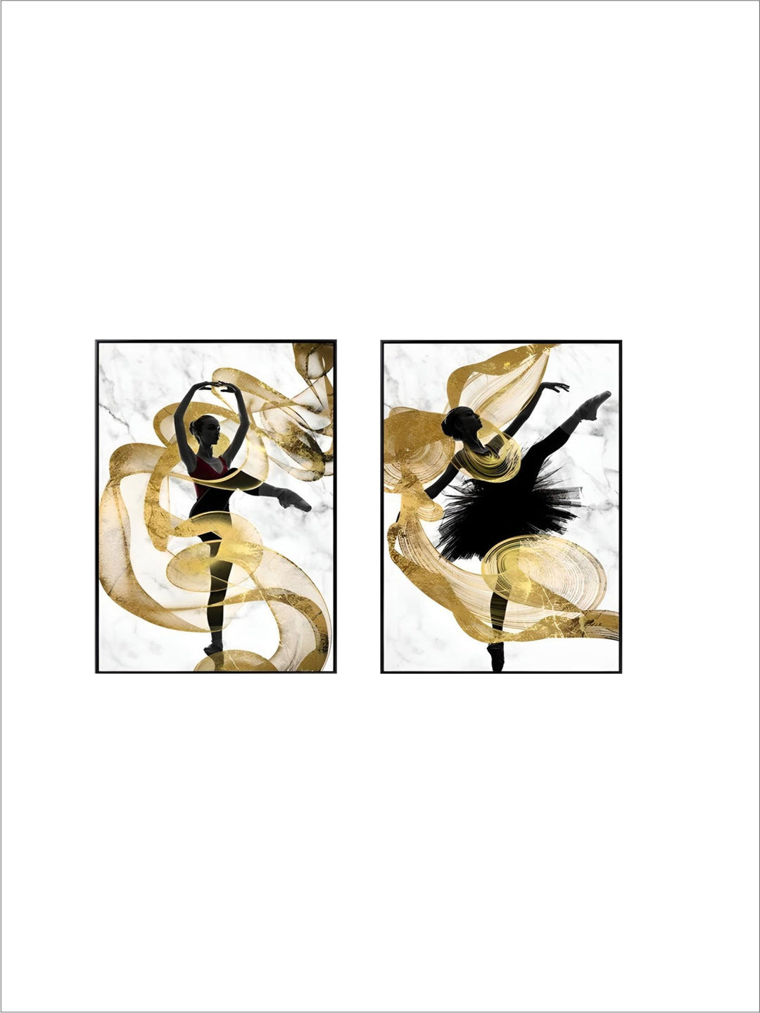 Golden Ribbon Dancer Wall Art Fine Art Canvas Prints Modern Abstract Fashion Pictures For Living Room Bedroom Salon Art Decor