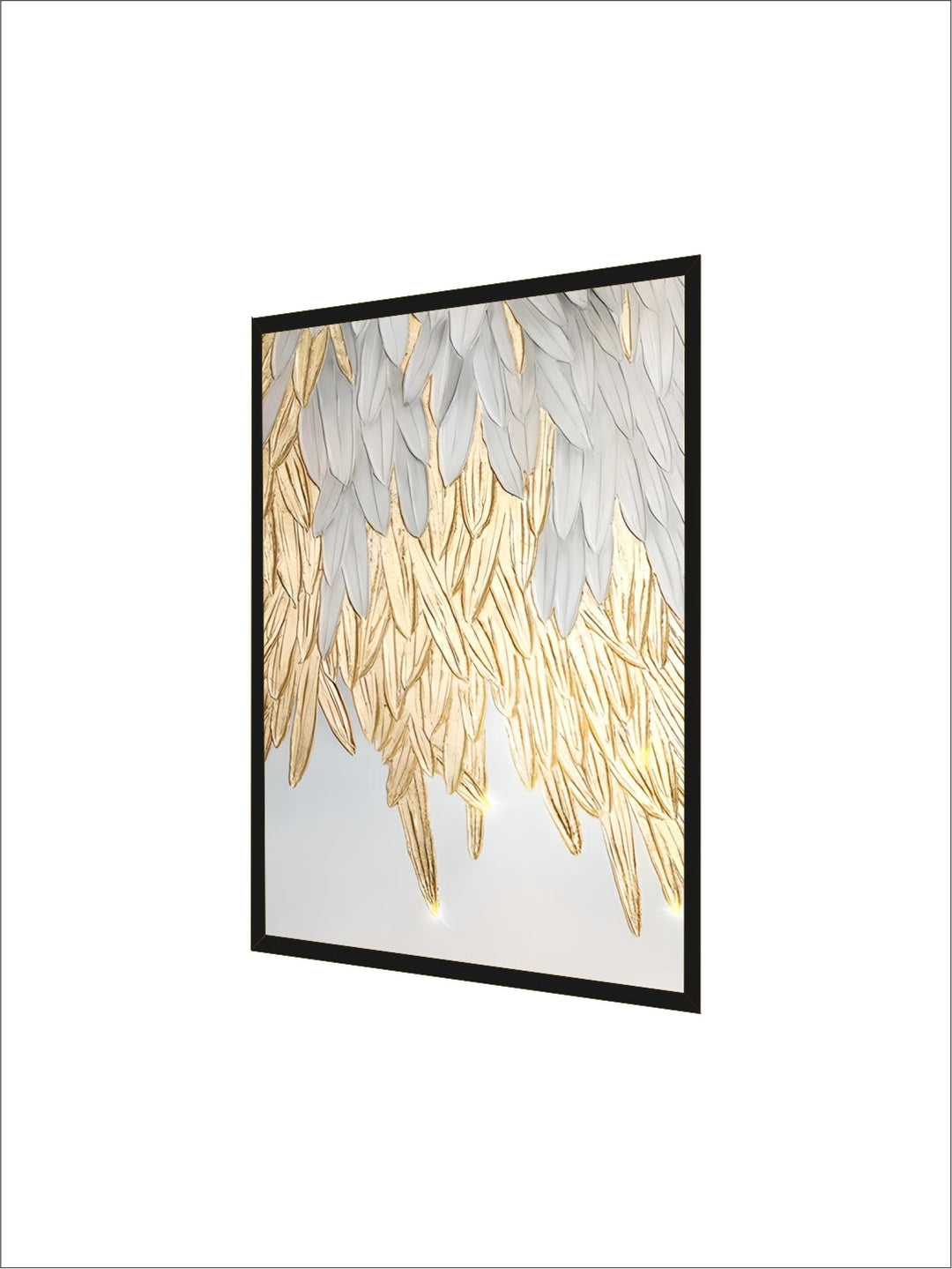 Modern Abstract Golden Feather Design Wall Art Fine Art Canvas Prints Picture For Luxury Living Room Bedroom Entranceway Foyer Art Decor