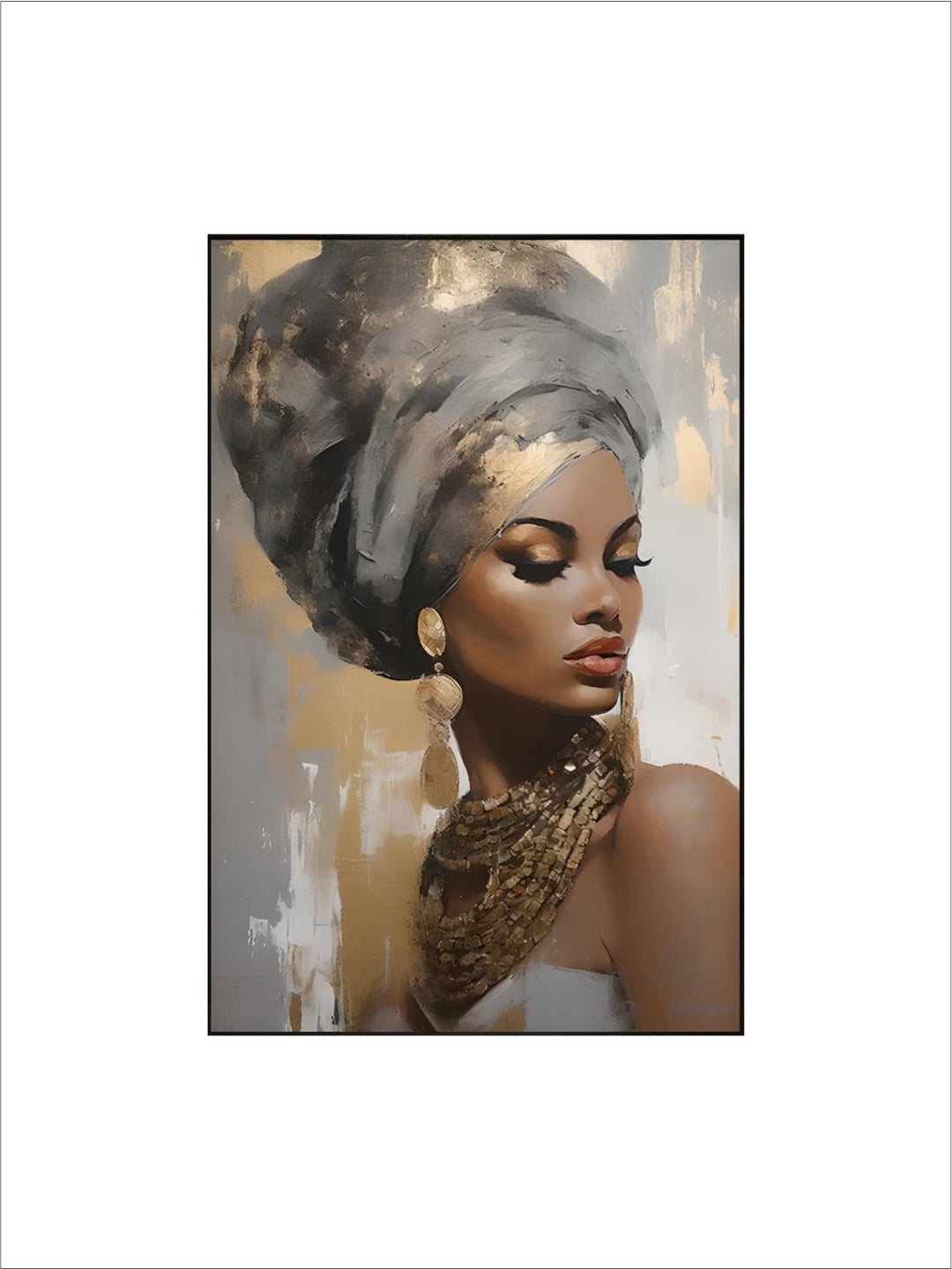 Golden Girl Fashion Wall Art Fine Art Canvas Prints Modern Abstract Portrait Pictures For Living Room Bedroom Boutique Salon Art Decor