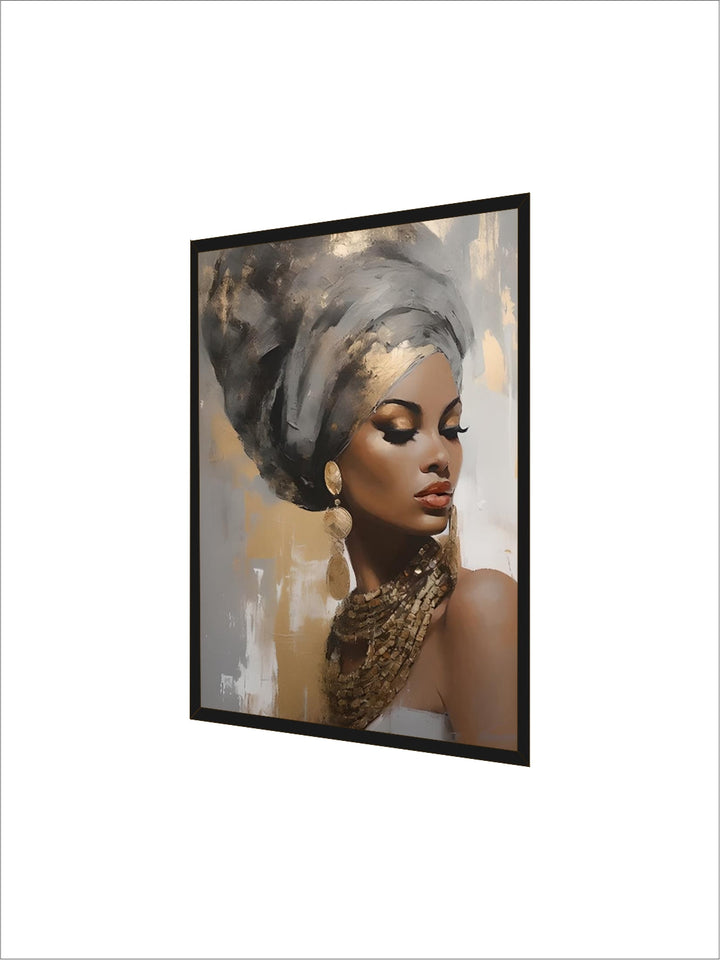 Golden Girl Fashion Wall Art Fine Art Canvas Prints Modern Abstract Portrait Pictures For Living Room Bedroom Boutique Salon Art Decor