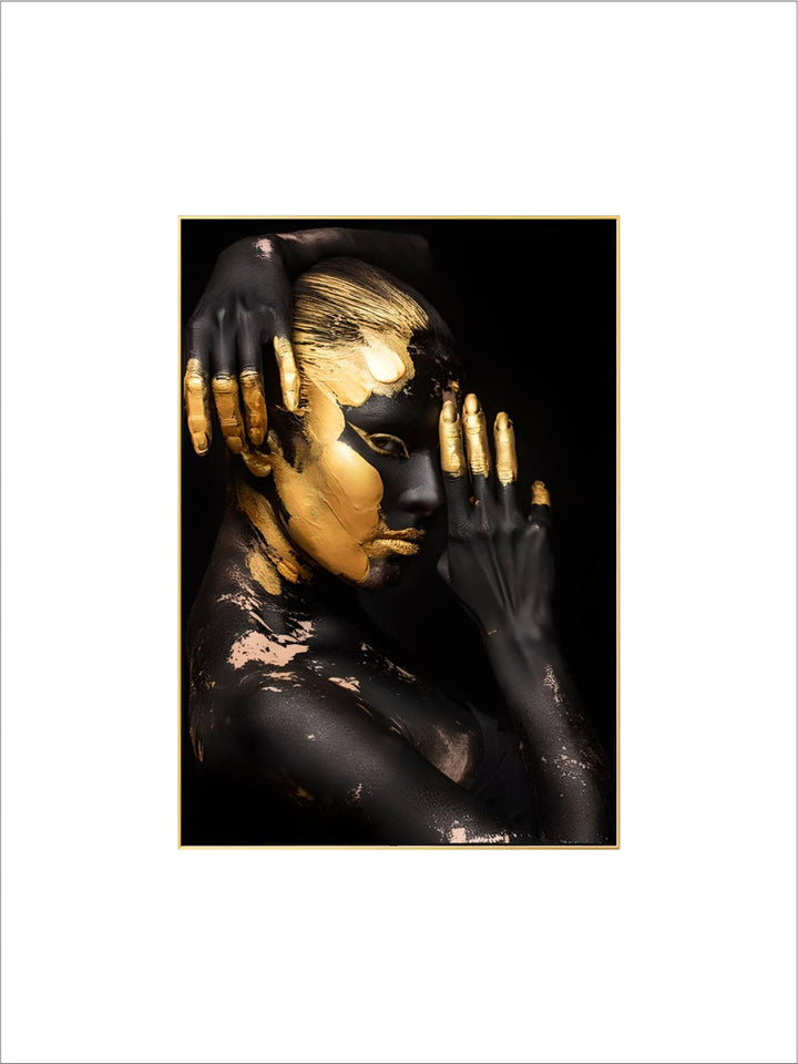 Golden Girl Fashion Wall Art Fine Art Canvas Prints Modern Abstract Portrait Pictures For Living Room Bedroom Boutique Salon Art Decor