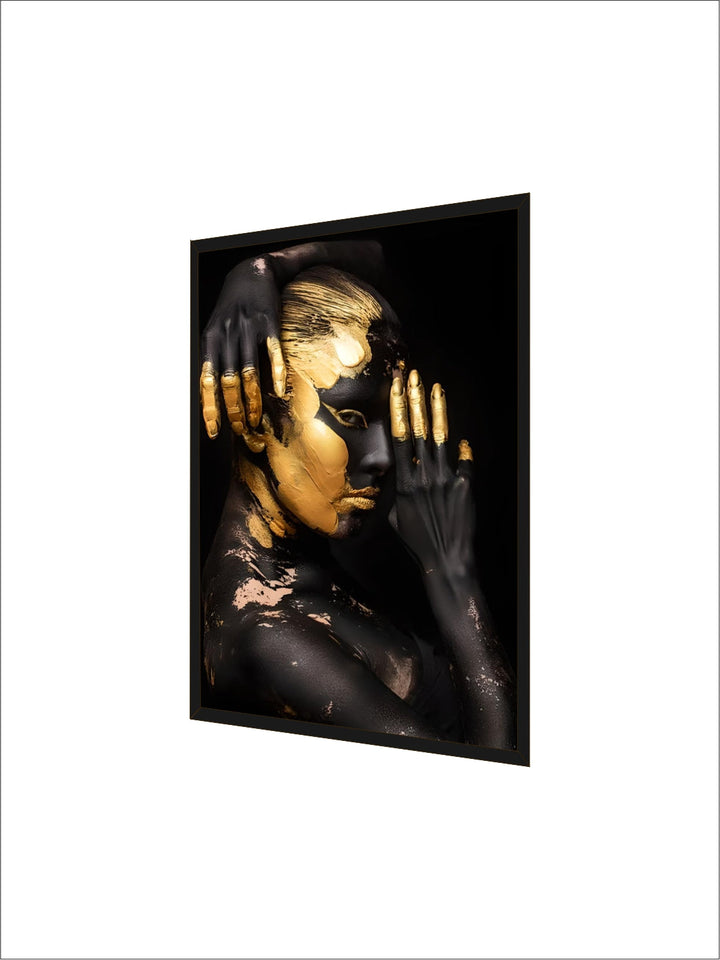 Golden Girl Fashion Wall Art Fine Art Canvas Prints Modern Abstract Portrait Pictures For Living Room Bedroom Boutique Salon Art Decor