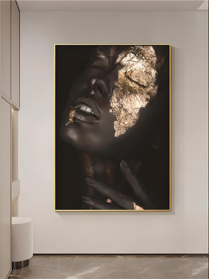Golden Girl Fashion Wall Art Fine Art Canvas Prints Modern Abstract Portrait Pictures For Living Room Bedroom Boutique Salon Art Decor